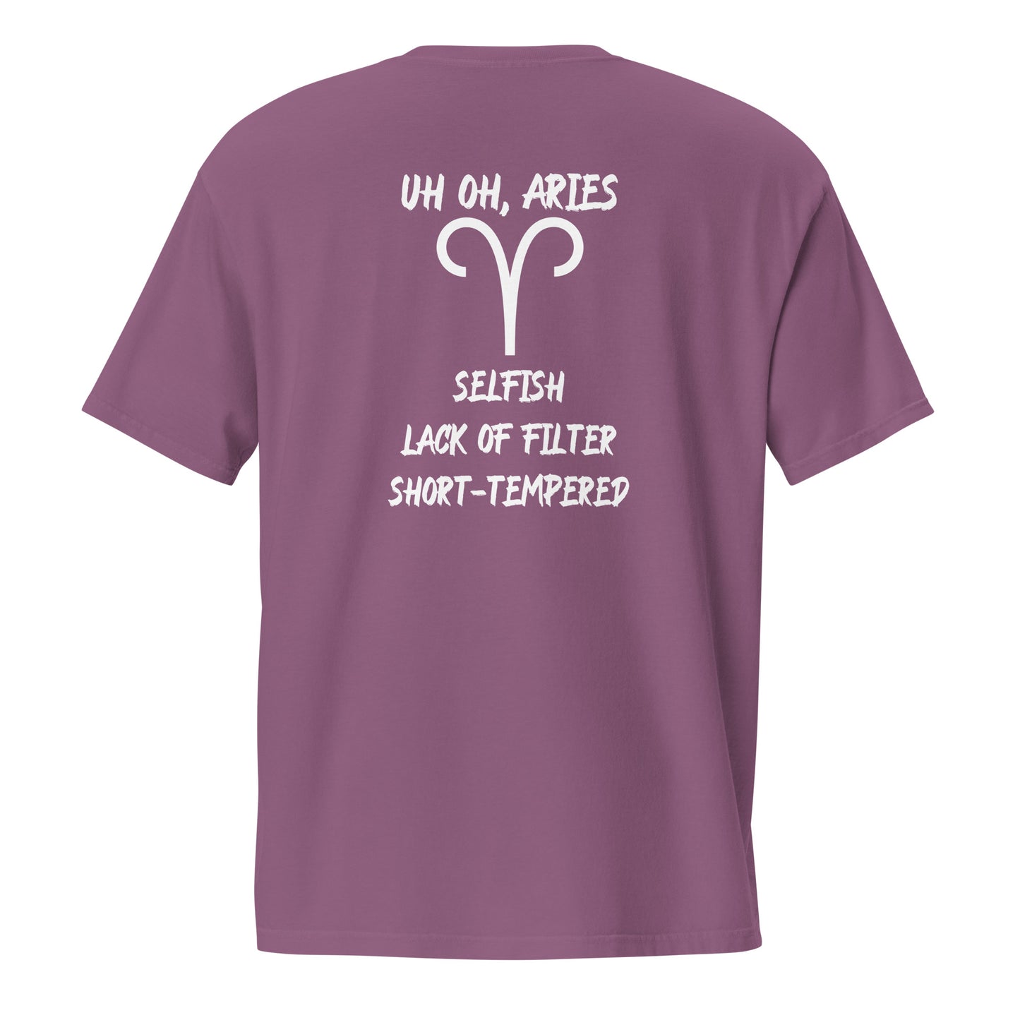 “Uh Oh, Aries” Unisex Garment-Dyed Pocket T-Shirt