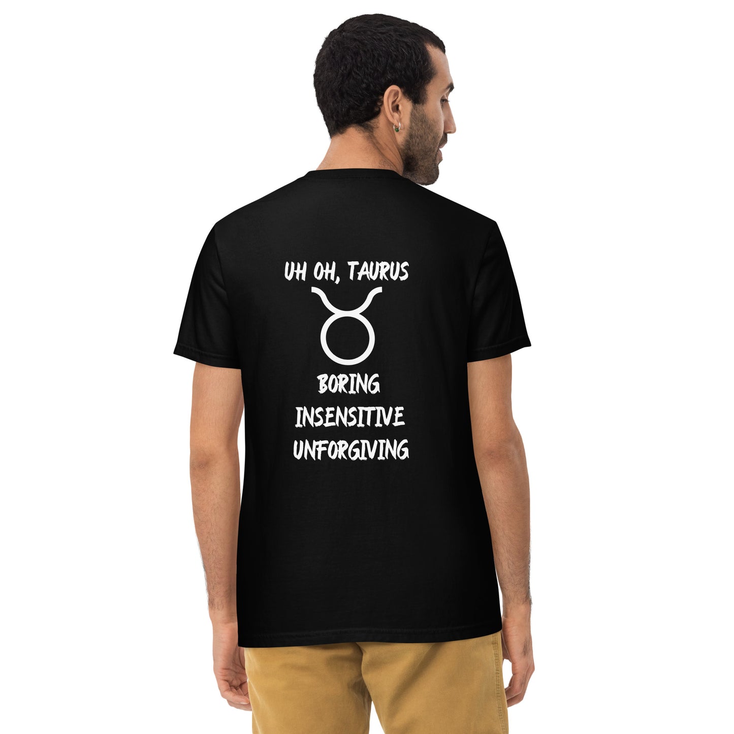 “Uh Oh, Taurus” Unisex Garment-Dyed Pocket T-Shirt