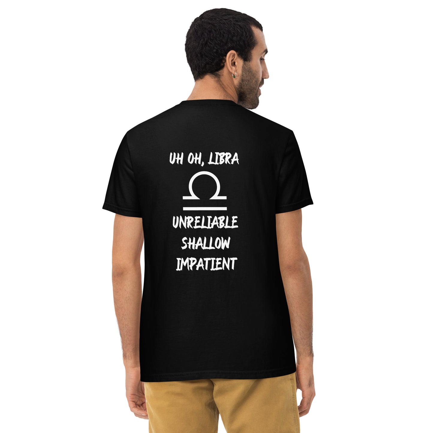 “Uh Oh, Libra” Unisex Garment-Dyed Pocket T-Shirt