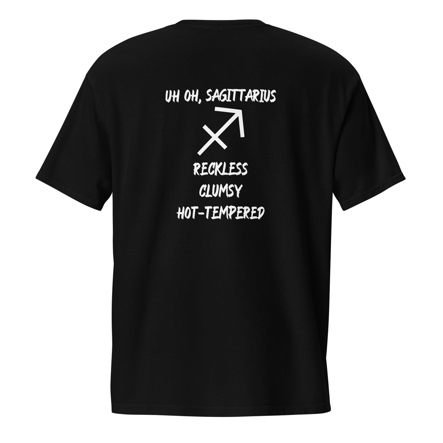 “Uh Oh, Sagittarius” Unisex Garment-Dyed Pocket T-Shirt