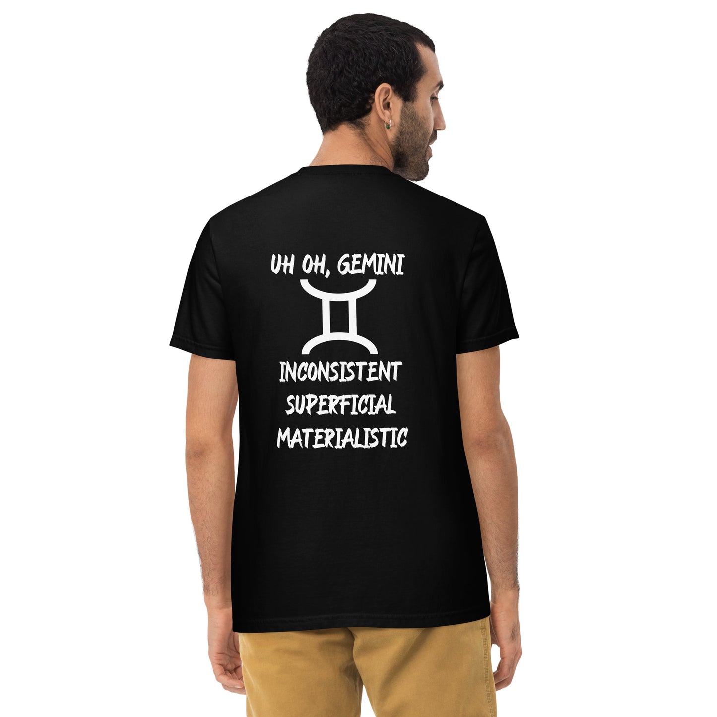 “Uh Oh, Gemini” Unisex Garment-Dyed Pocket T-Shirt