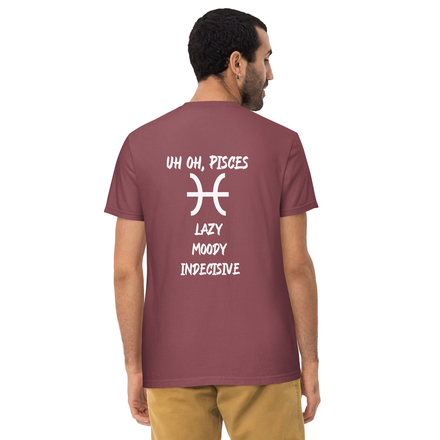 “Uh Oh, Pisces” Unisex Garment-Dyed Pocket T-Shirt