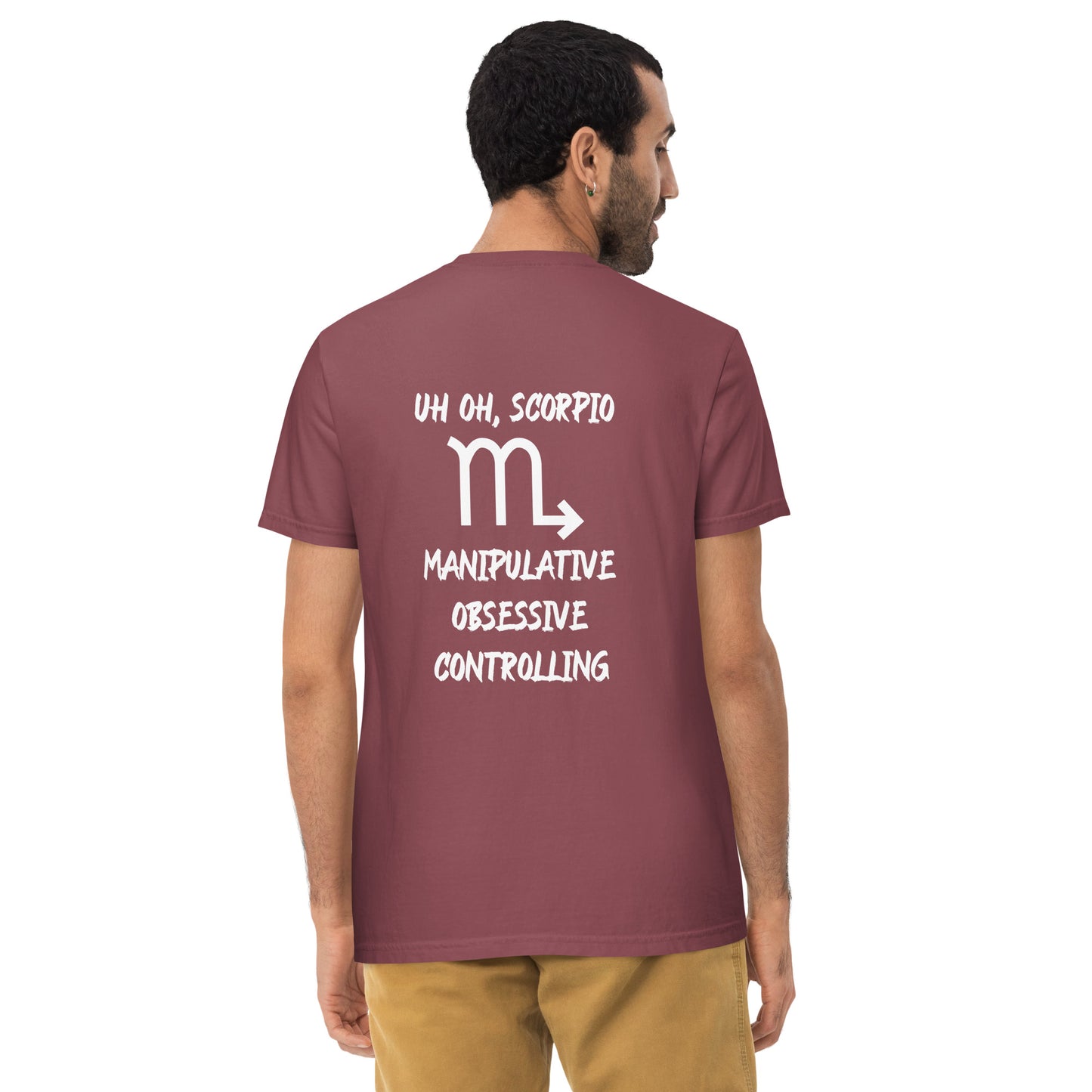 “Uh Oh, Scorpio” Unisex Garment-Dyed Pocket T-Shirt