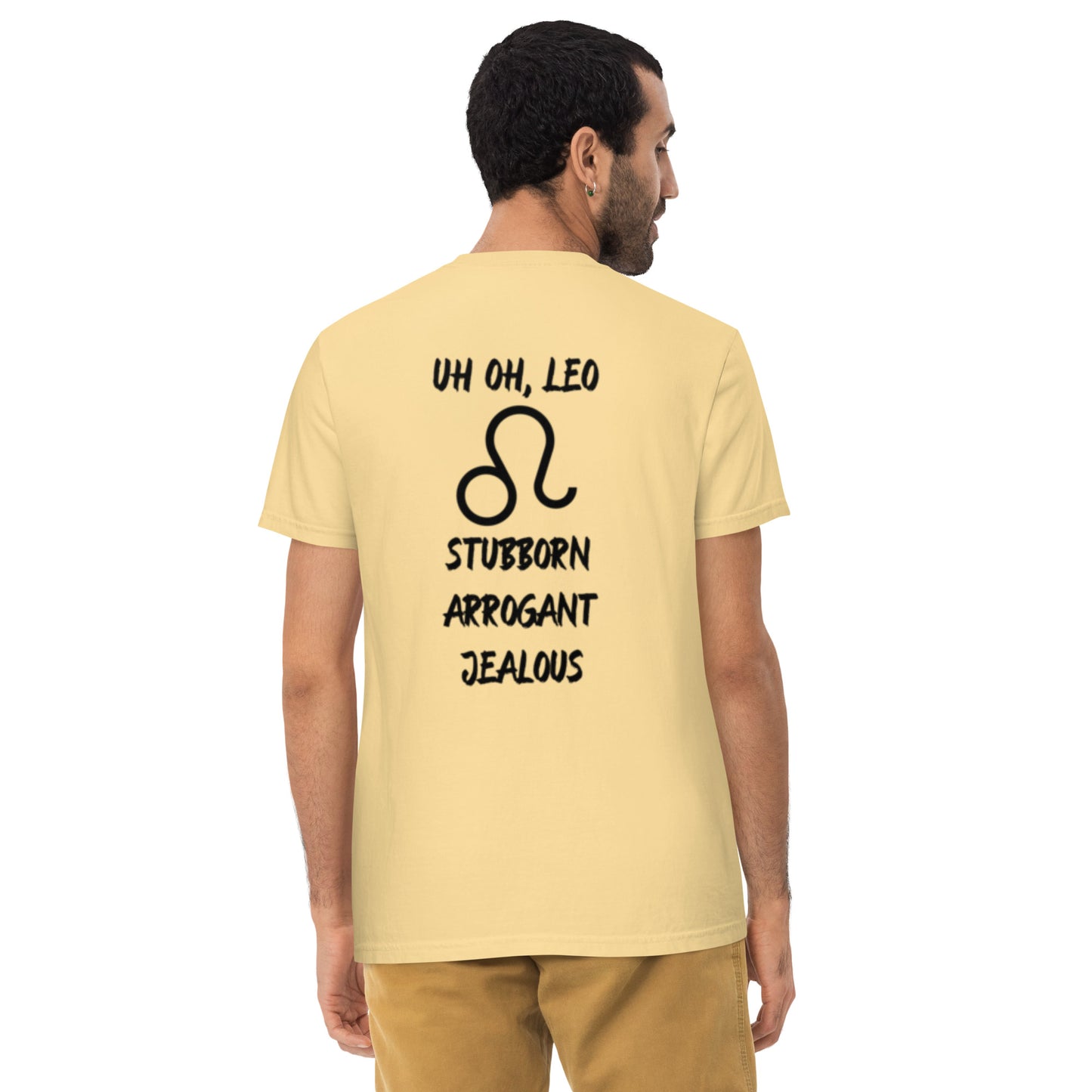 “Uh Oh, Leo” Unisex Garment-Dyed Pocket T-Shirt