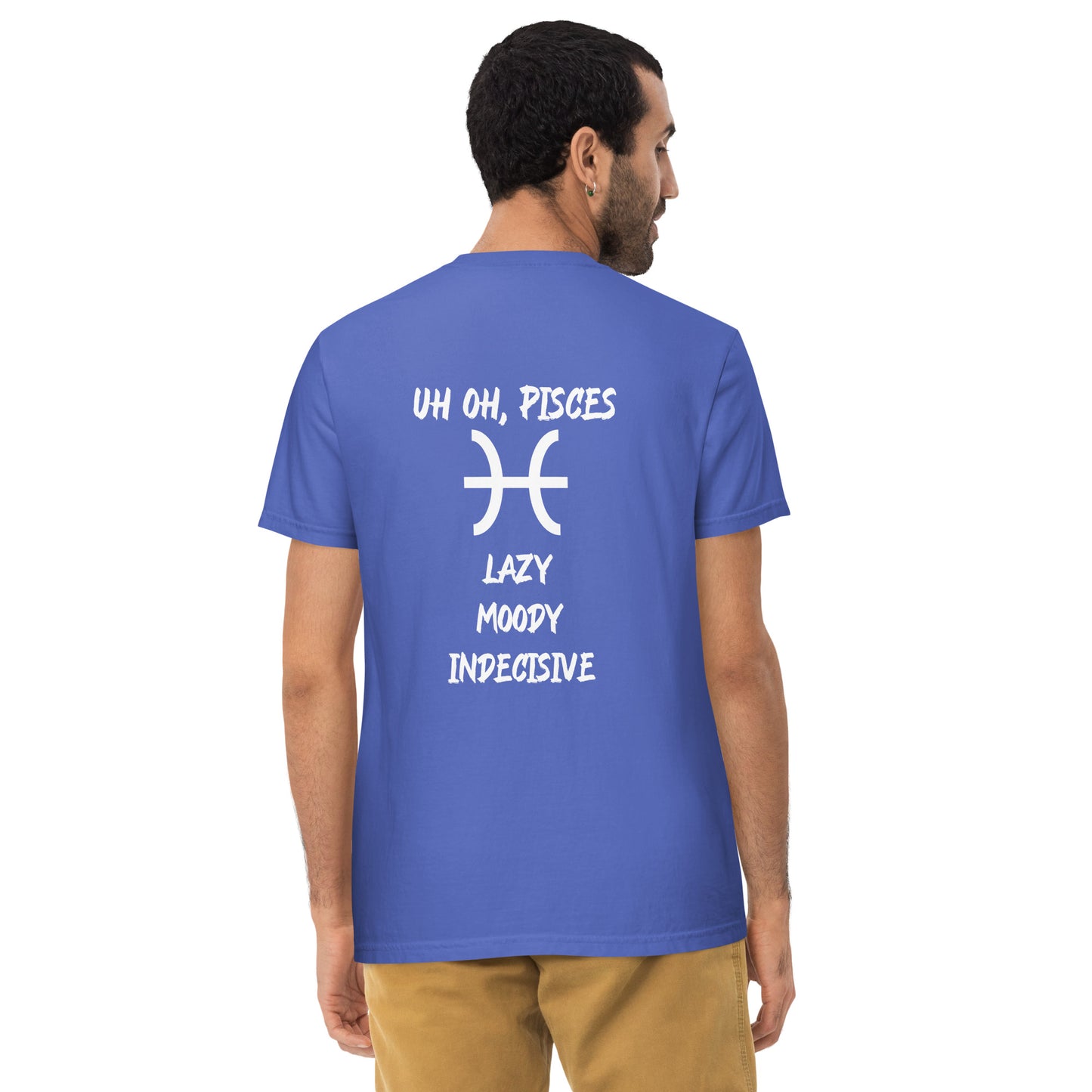 “Uh Oh, Pisces” Unisex Garment-Dyed Pocket T-Shirt