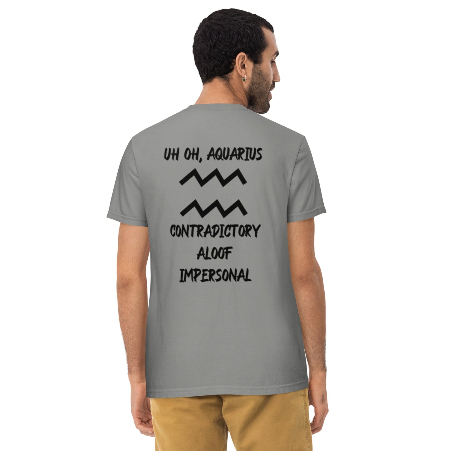 “Uh Oh, Aquarius” Unisex Garment-Dyed Pocket T-Shirt