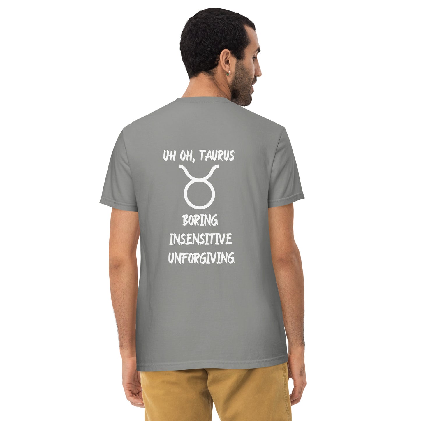 “Uh Oh, Taurus” Unisex Garment-Dyed Pocket T-Shirt