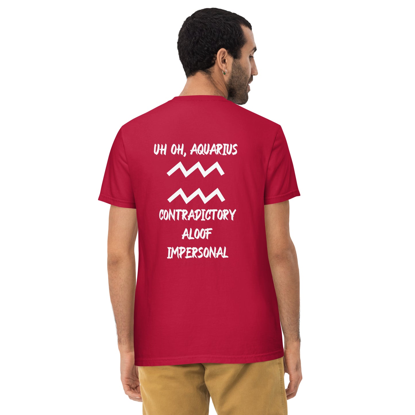 “Uh Oh, Aquarius” Unisex Garment-Dyed Pocket T-Shirt