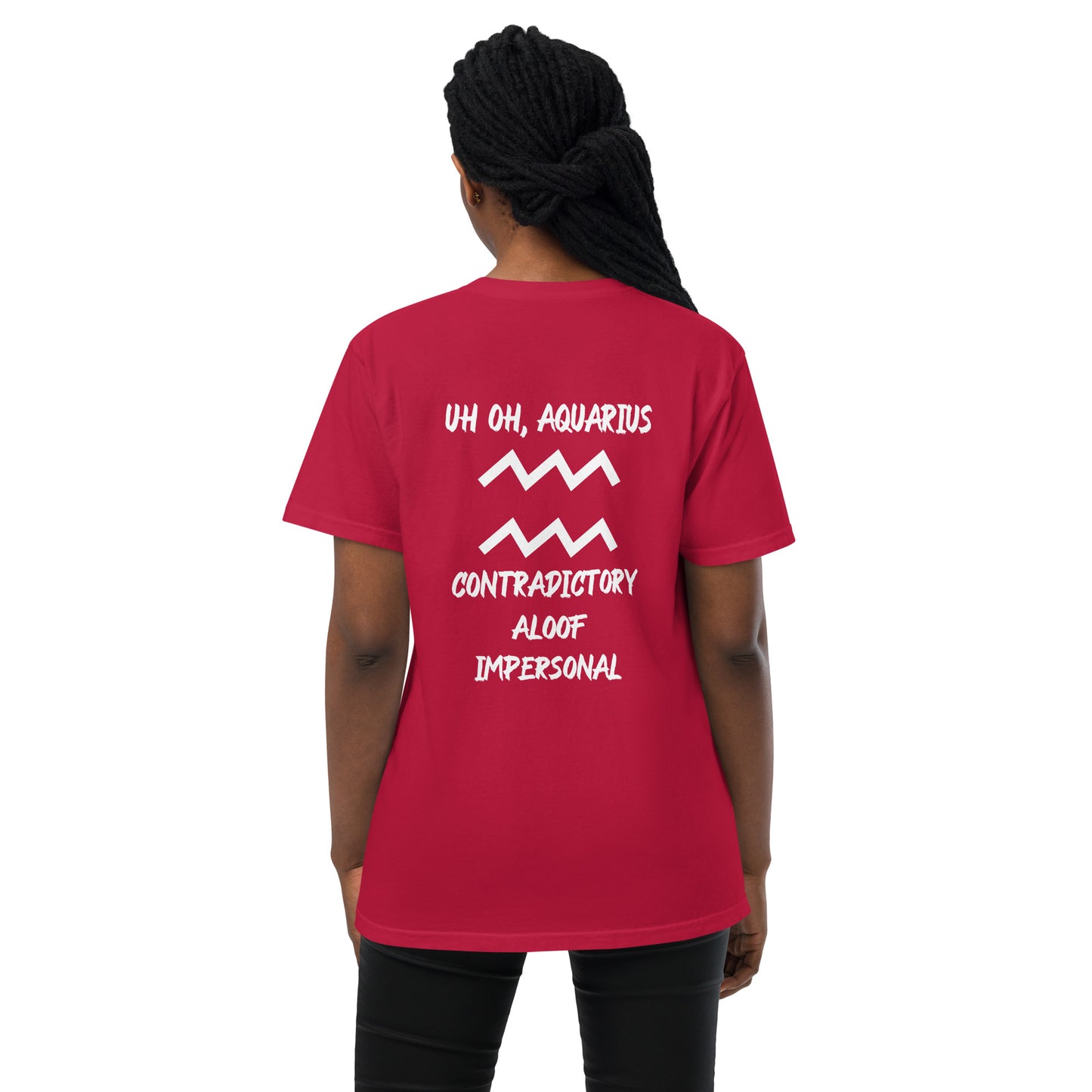 “Uh Oh, Aquarius” Unisex Garment-Dyed Pocket T-Shirt