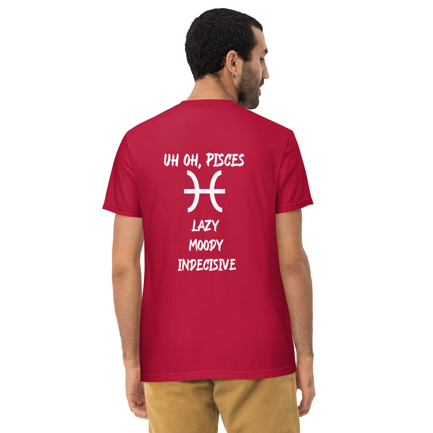 “Uh Oh, Pisces” Unisex Garment-Dyed Pocket T-Shirt