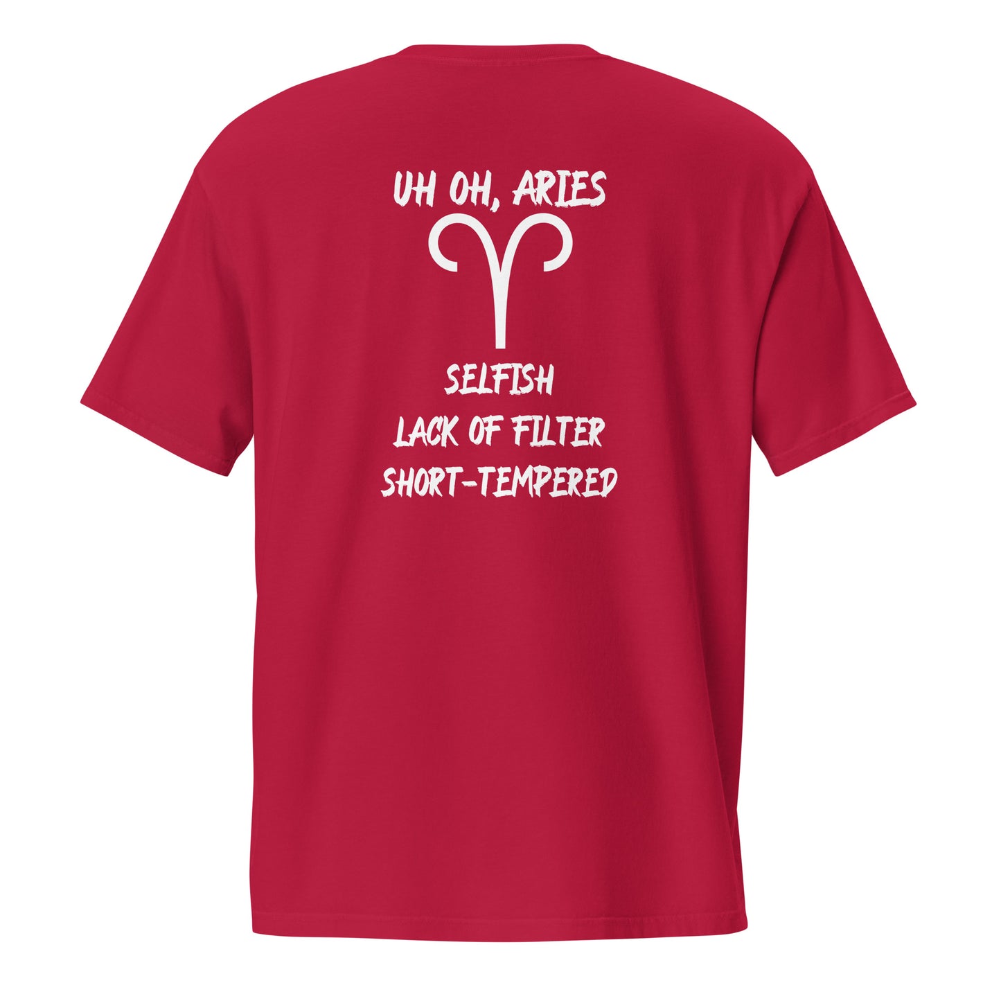 “Uh Oh, Aries” Unisex Garment-Dyed Pocket T-Shirt