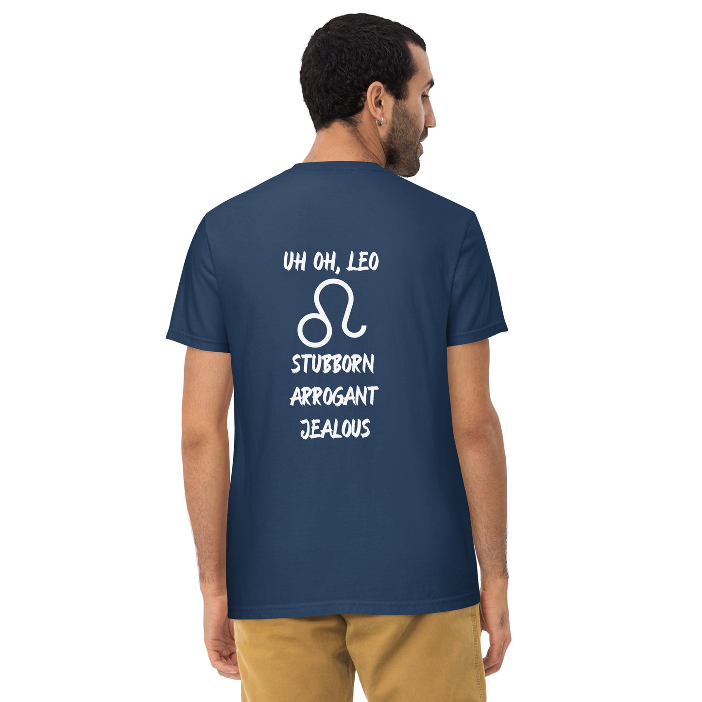 “Uh Oh, Leo” Unisex Garment-Dyed Pocket T-Shirt