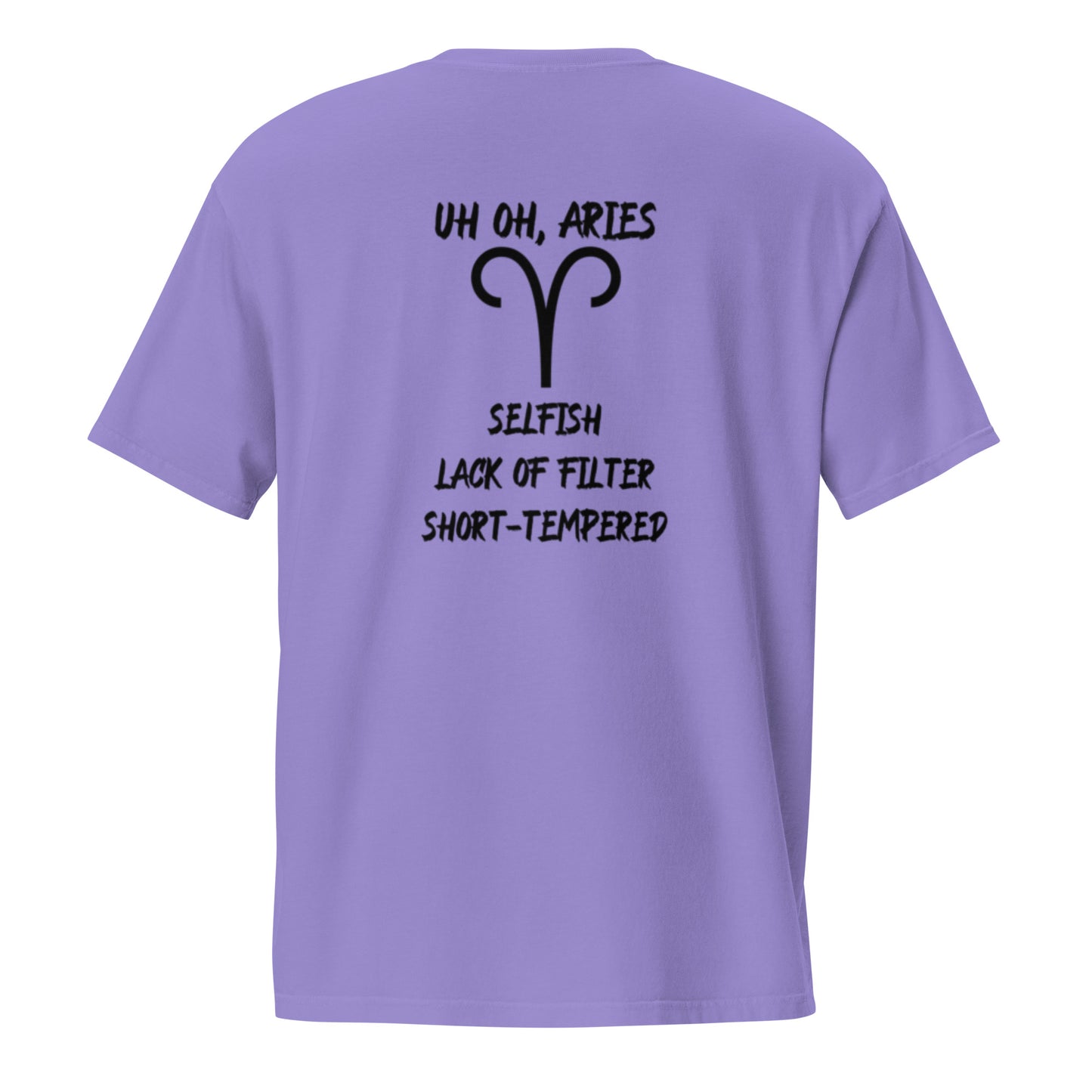 “Uh Oh, Aries” Unisex Garment-Dyed Pocket T-Shirt