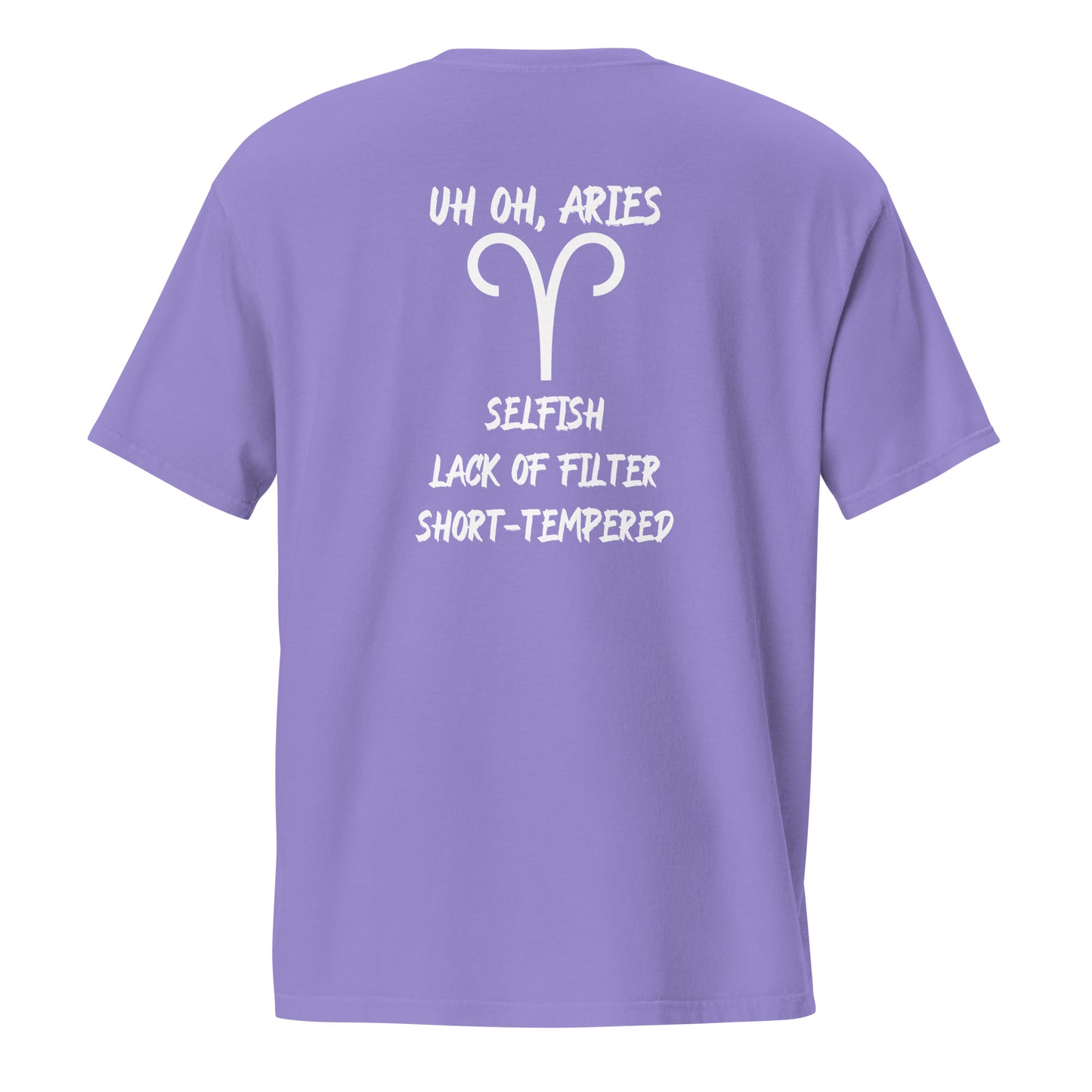 “Uh Oh, Aries” Unisex Garment-Dyed Pocket T-Shirt
