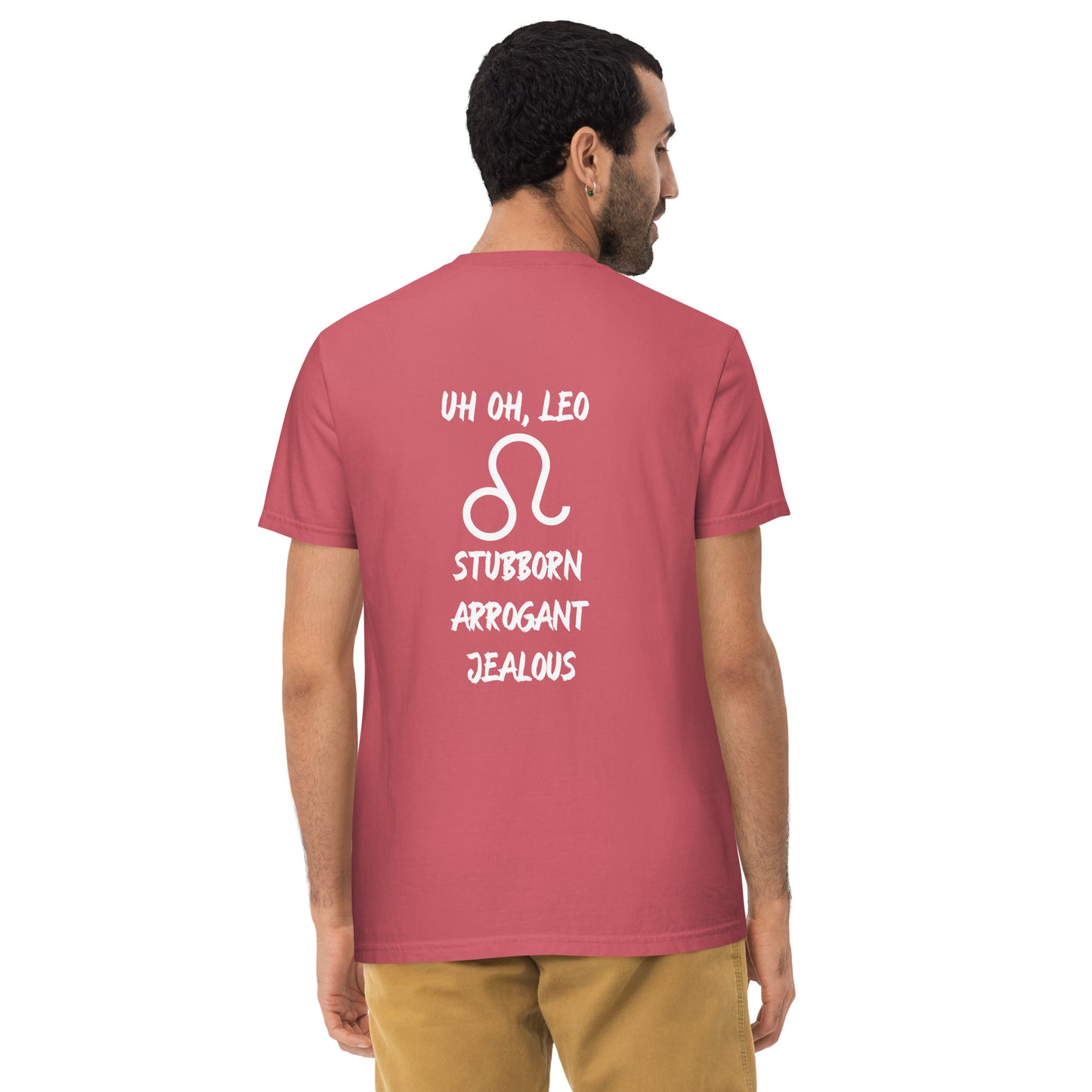 “Uh Oh, Leo” Unisex Garment-Dyed Pocket T-Shirt