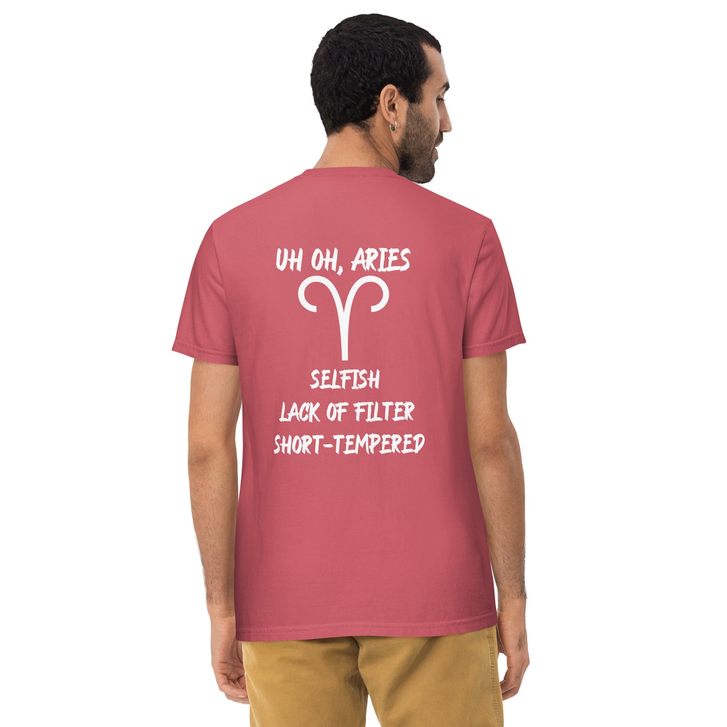 “Uh Oh, Aries” Unisex Garment-Dyed Pocket T-Shirt