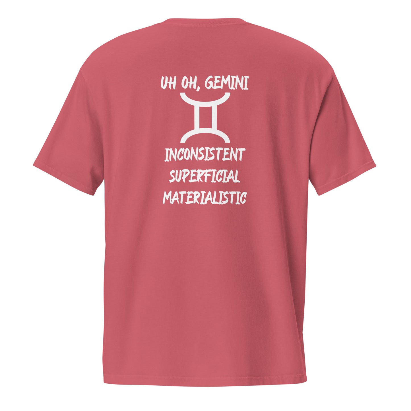 “Uh Oh, Gemini” Unisex Garment-Dyed Pocket T-Shirt