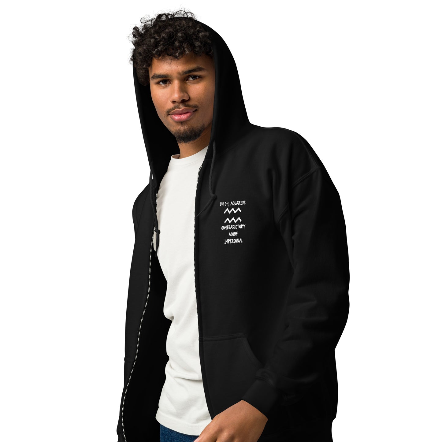 “Uh Oh, Aquarius” Unisex Zip Hoodie