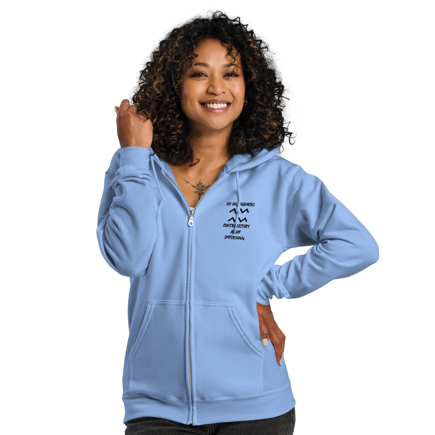 “Uh Oh, Aquarius” Unisex Zip Hoodie