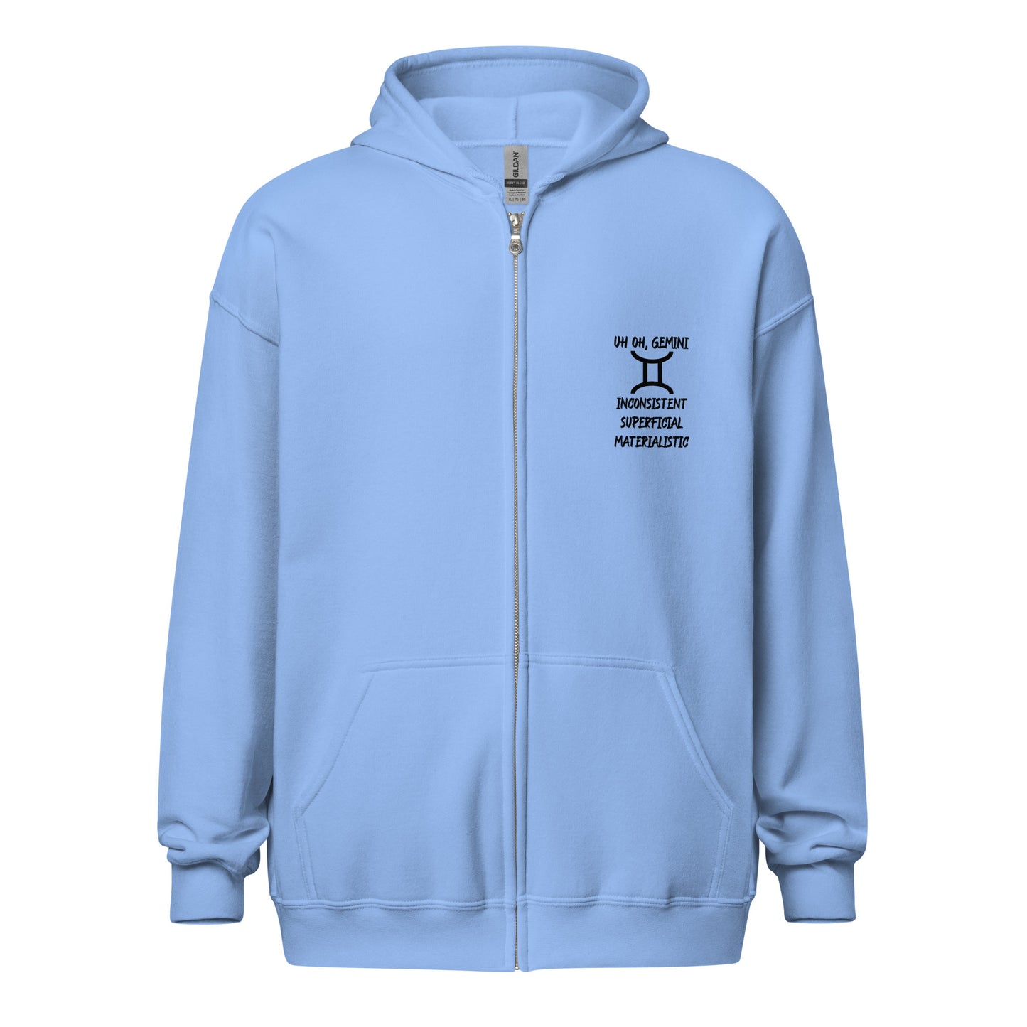 “Uh Oh, Gemini” Unisex Zip Hoodie