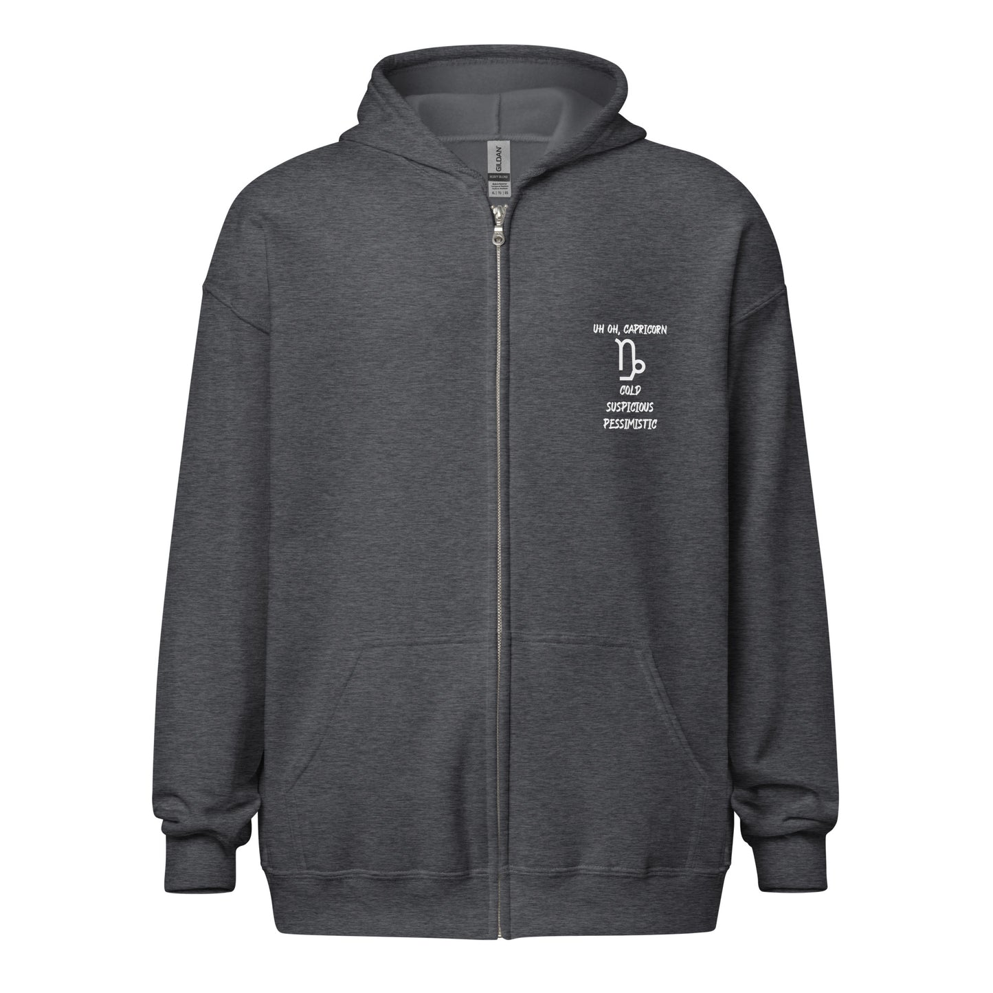 “Uh Oh, Capricorn” Unisex Zip Hoodie