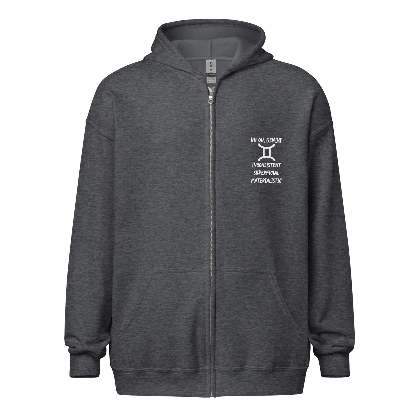 “Uh Oh, Gemini” Unisex Zip Hoodie