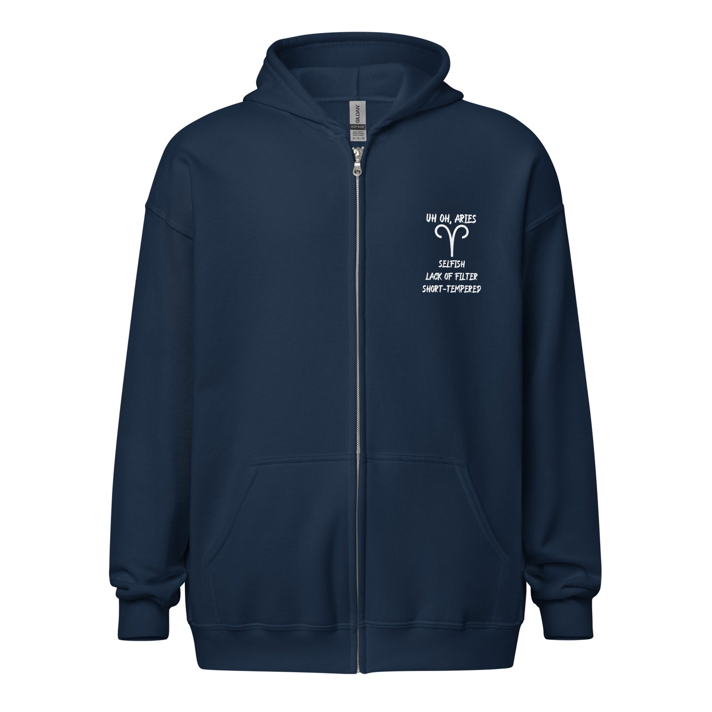 “Uh Oh, Aries” Unisex Zip Hoodie