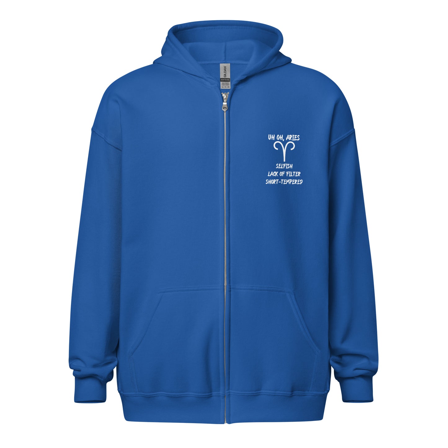 “Uh Oh, Aries” Unisex Zip Hoodie