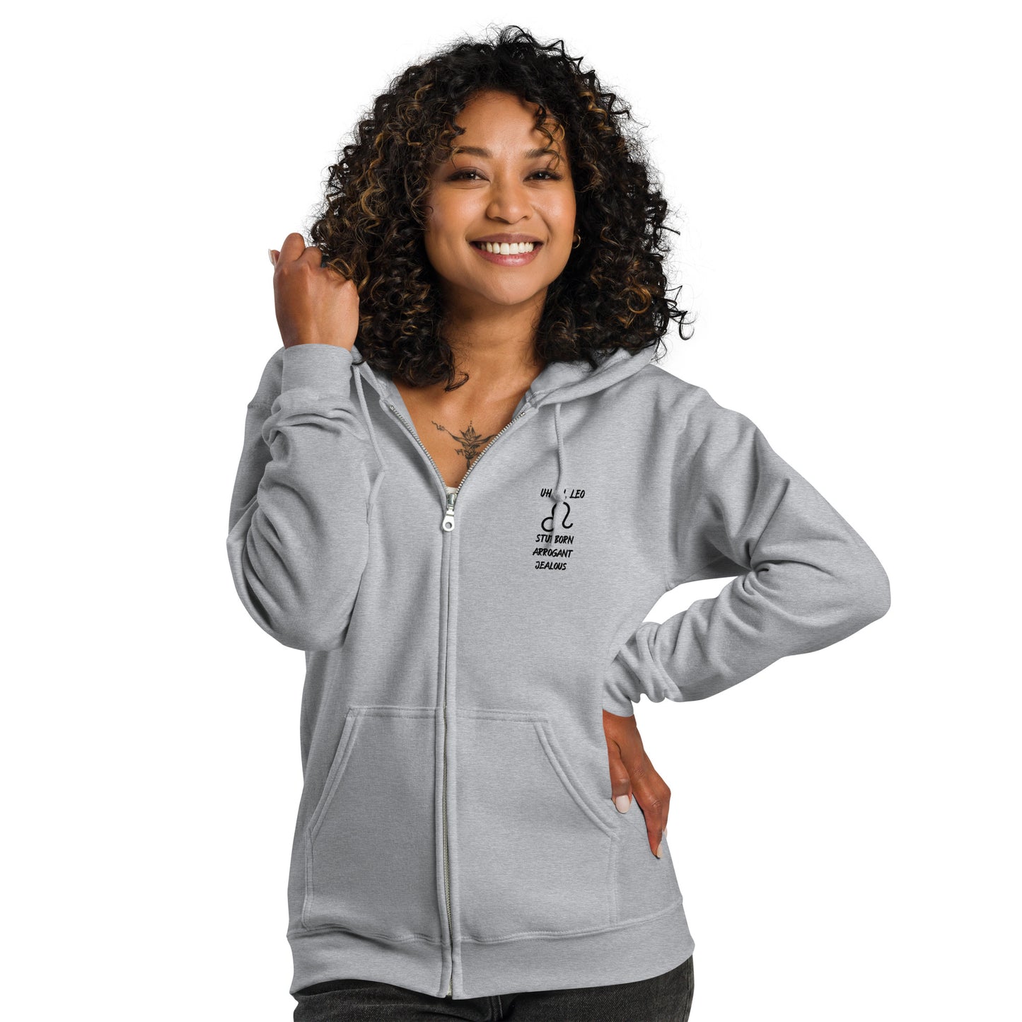 “Uh Oh, Leo” Unisex Zip Hoodie