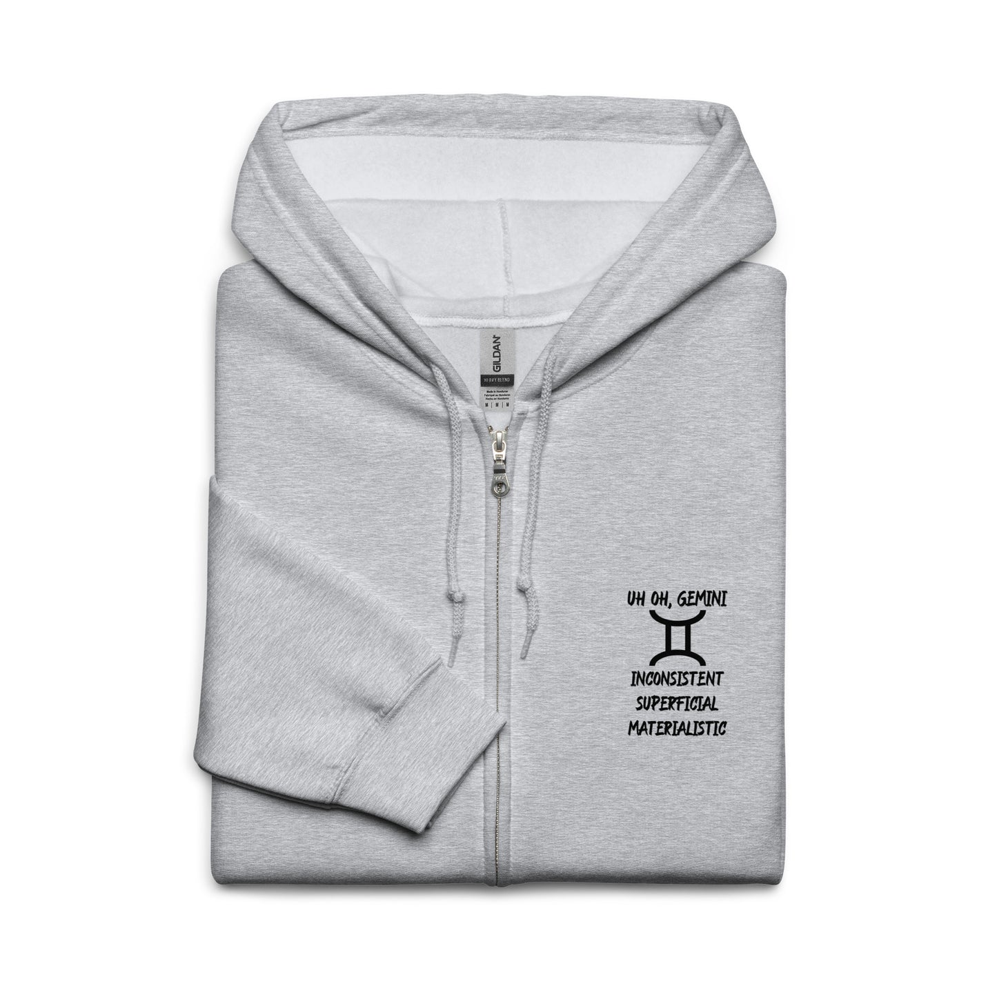 “Uh Oh, Gemini” Unisex Zip Hoodie