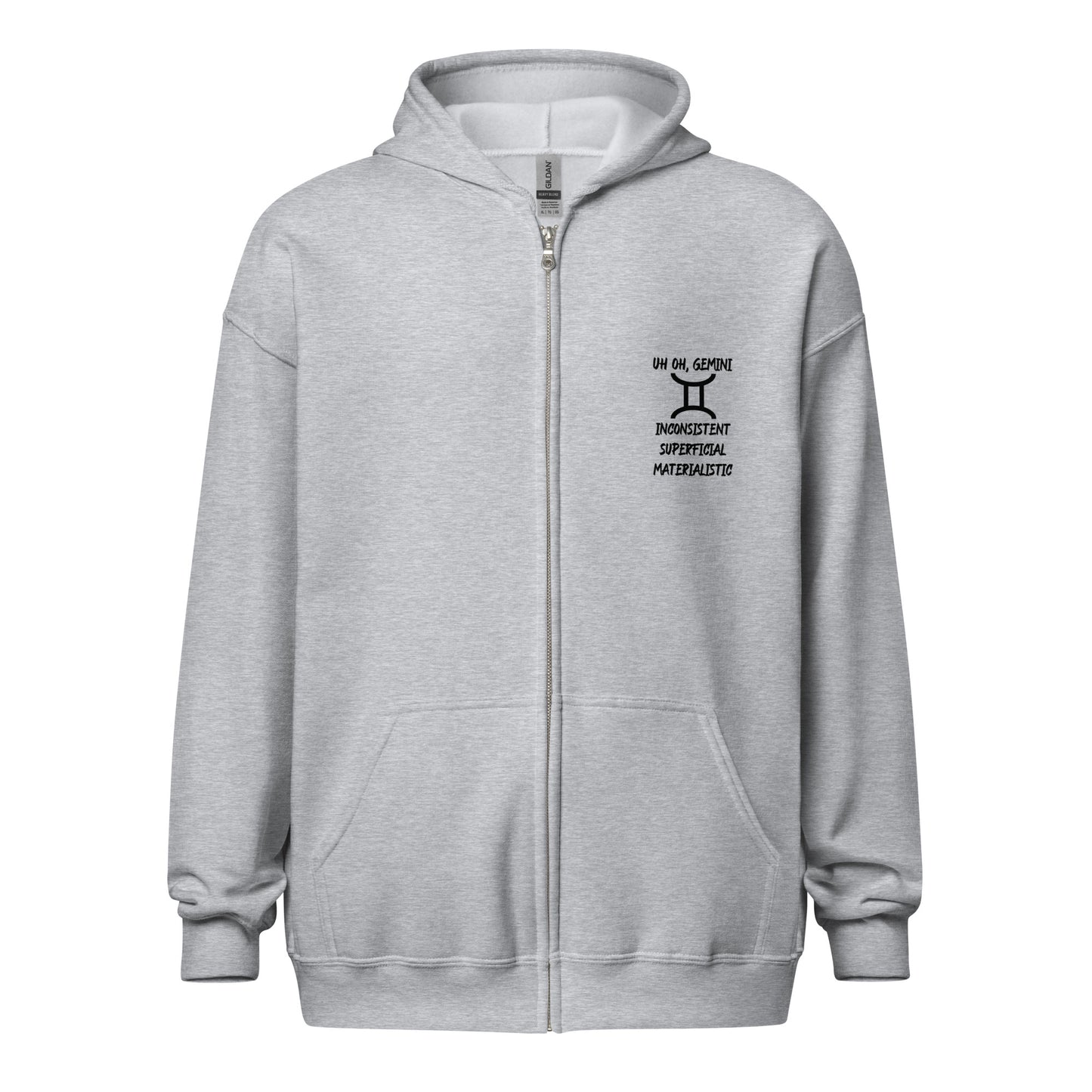 “Uh Oh, Gemini” Unisex Zip Hoodie