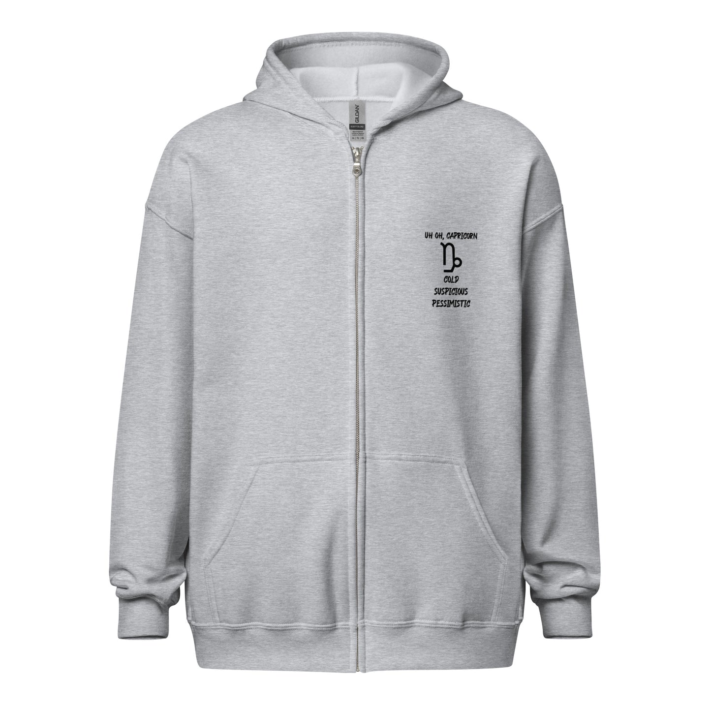 “Uh Oh, Capricorn” Unisex Zip Hoodie