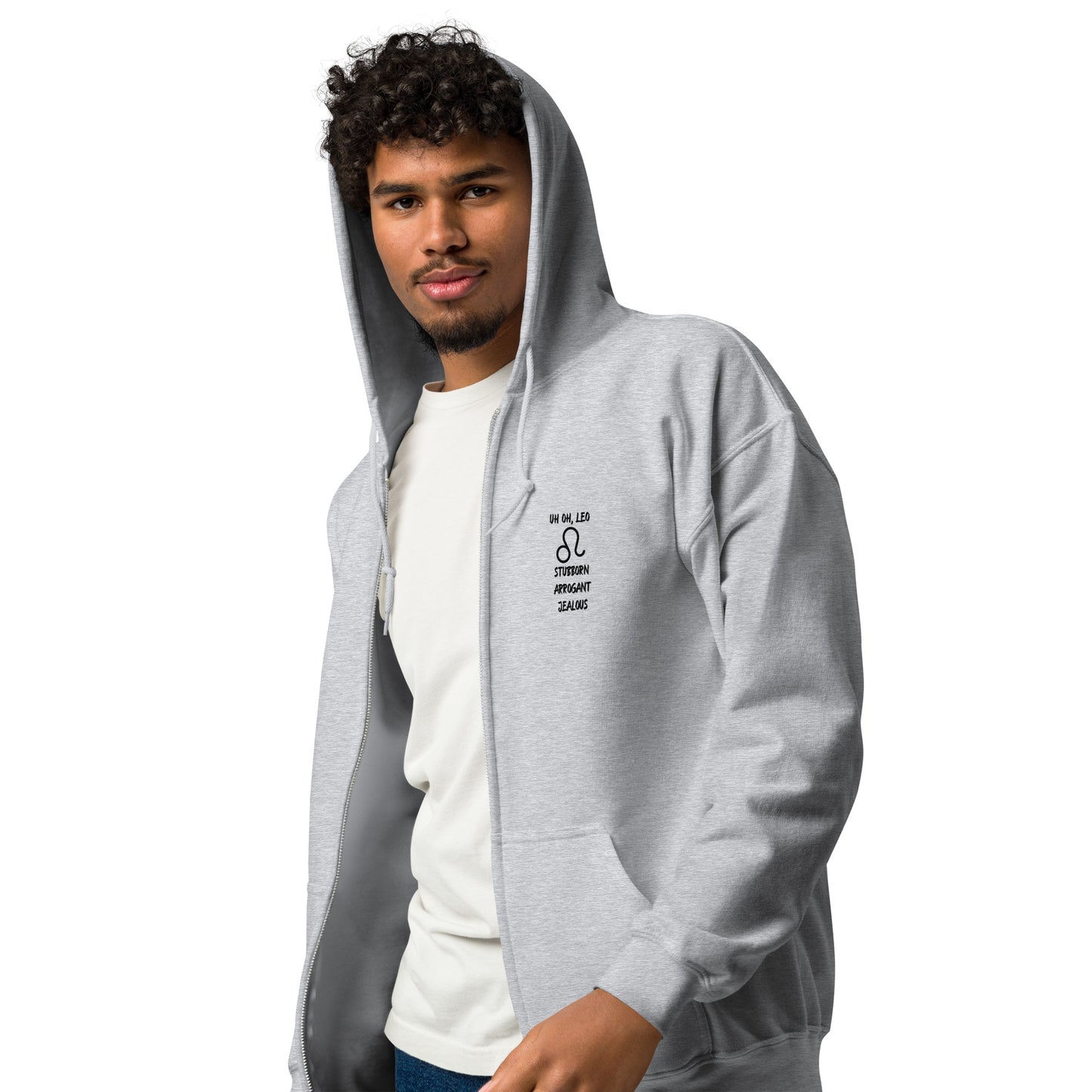 “Uh Oh, Leo” Unisex Zip Hoodie