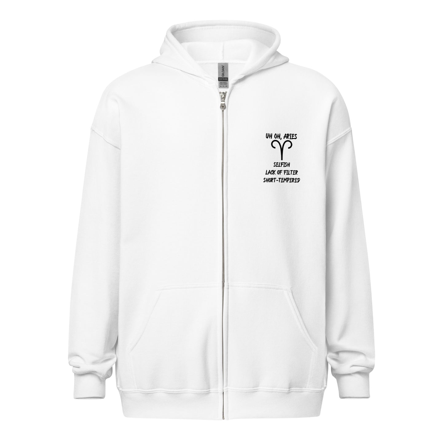 “Uh Oh, Aries” Unisex Zip Hoodie