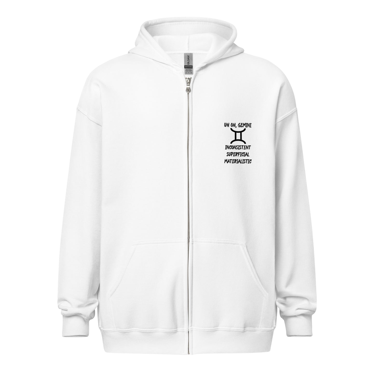 “Uh Oh, Gemini” Unisex Zip Hoodie
