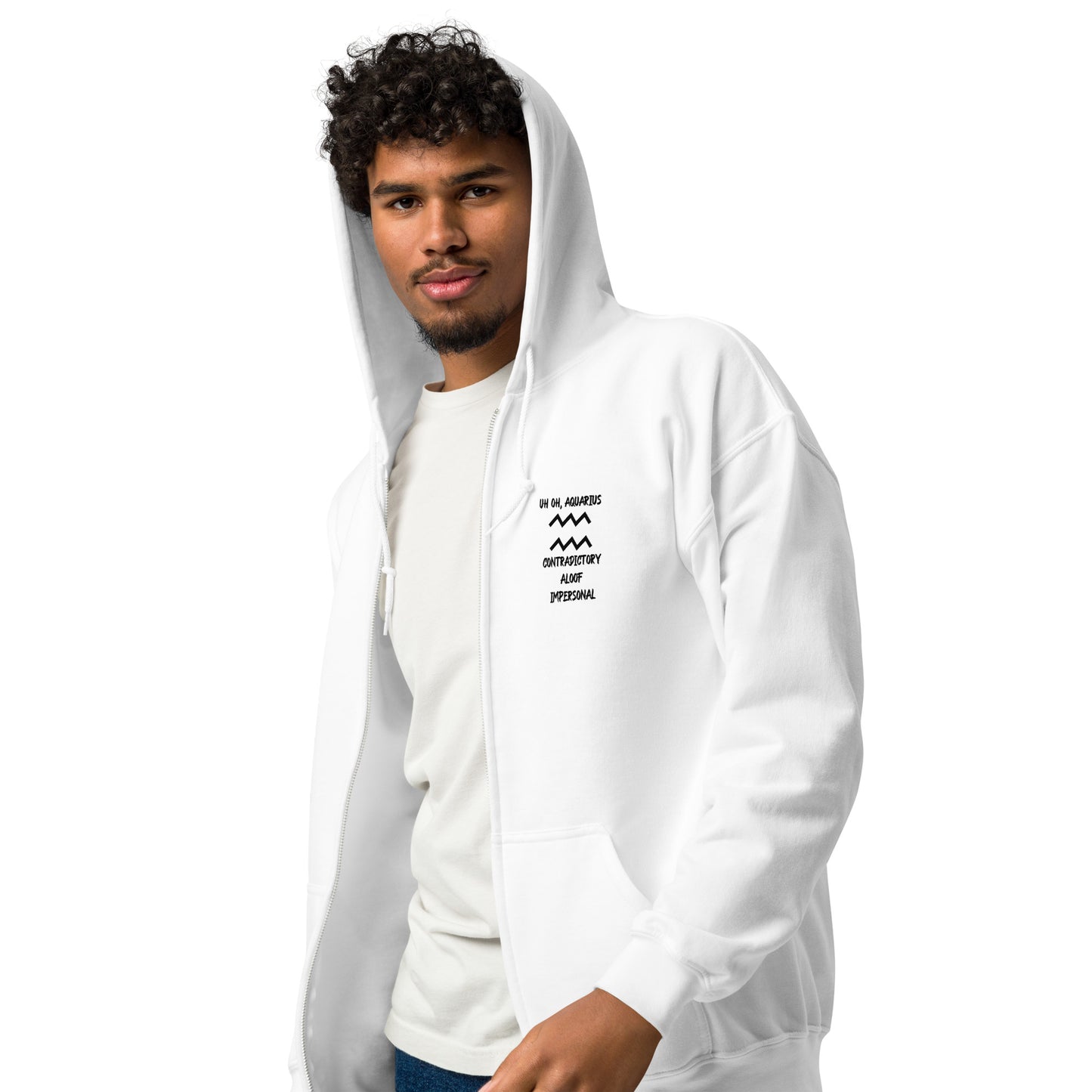 “Uh Oh, Aquarius” Unisex Zip Hoodie