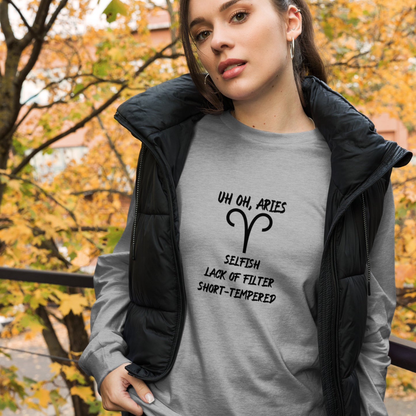“Uh Oh, Aries” Unisex Long Sleeve Tee