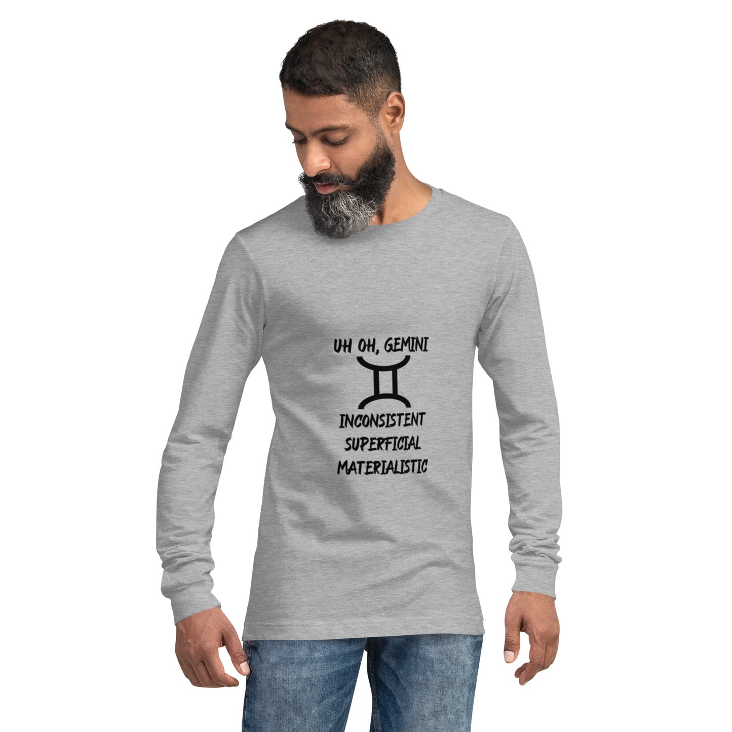 “Uh Oh, Gemini” Unisex Long Sleeve Tee