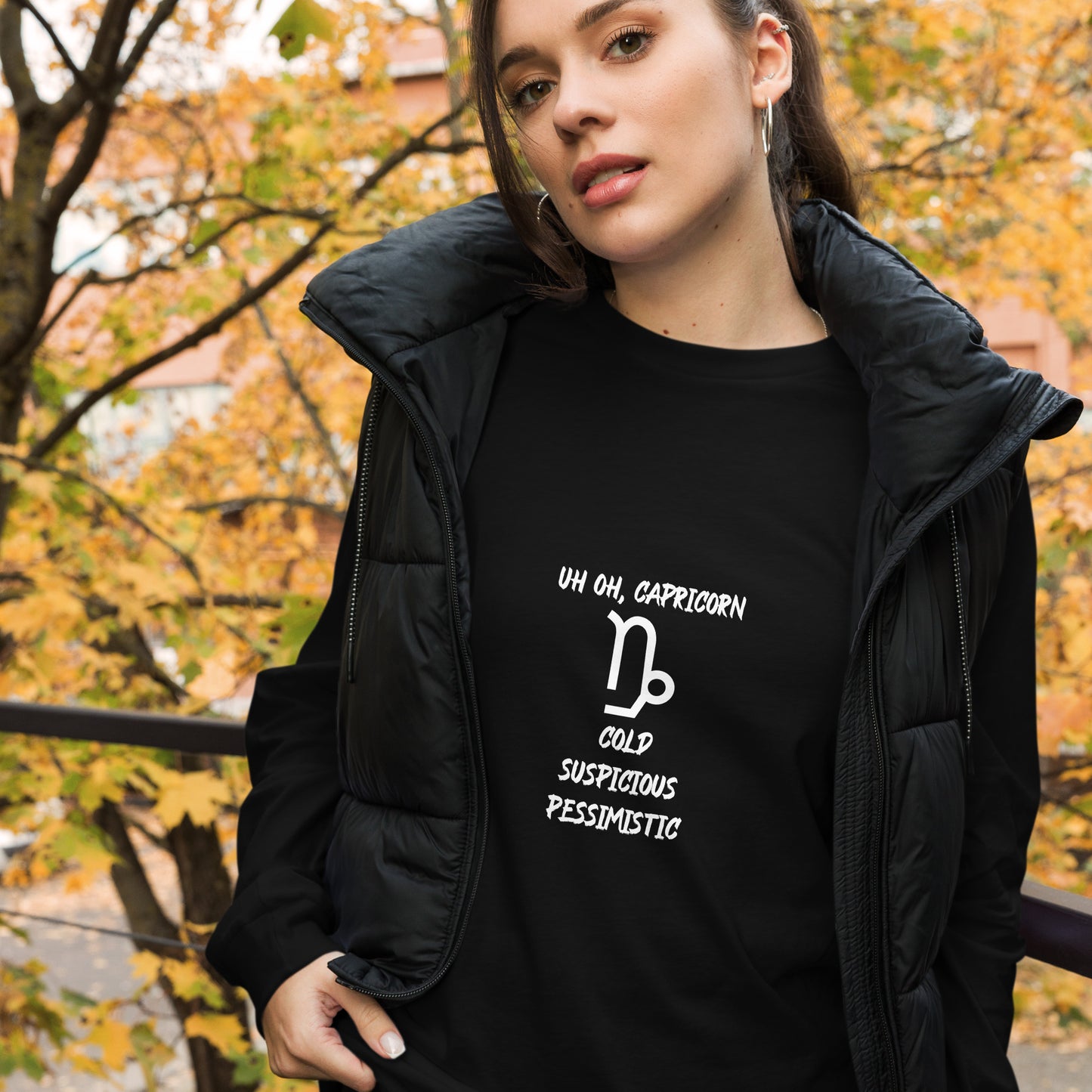 “Uh Oh, Capricorn” Unisex Long Sleeve Tee