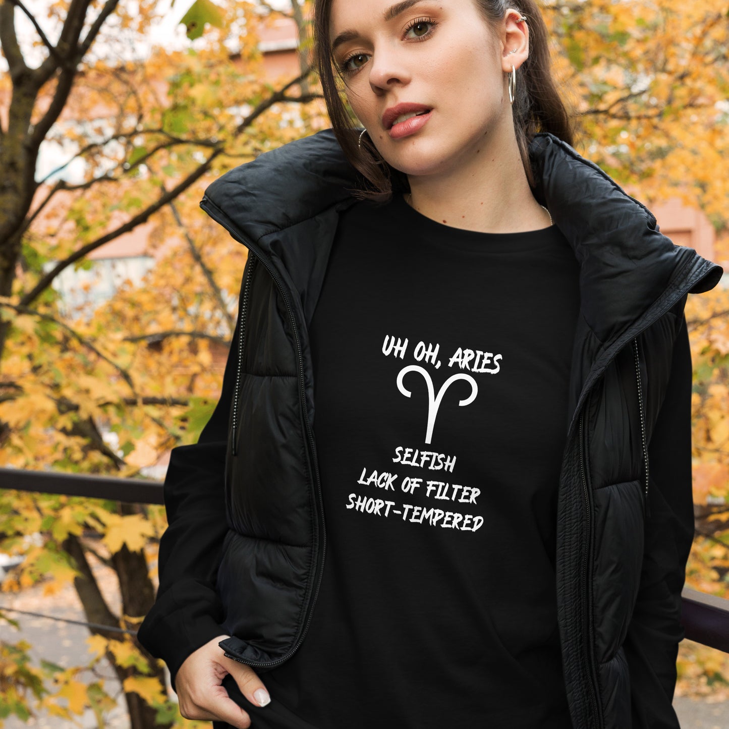 “Uh Oh, Aries” Unisex Long Sleeve Tee