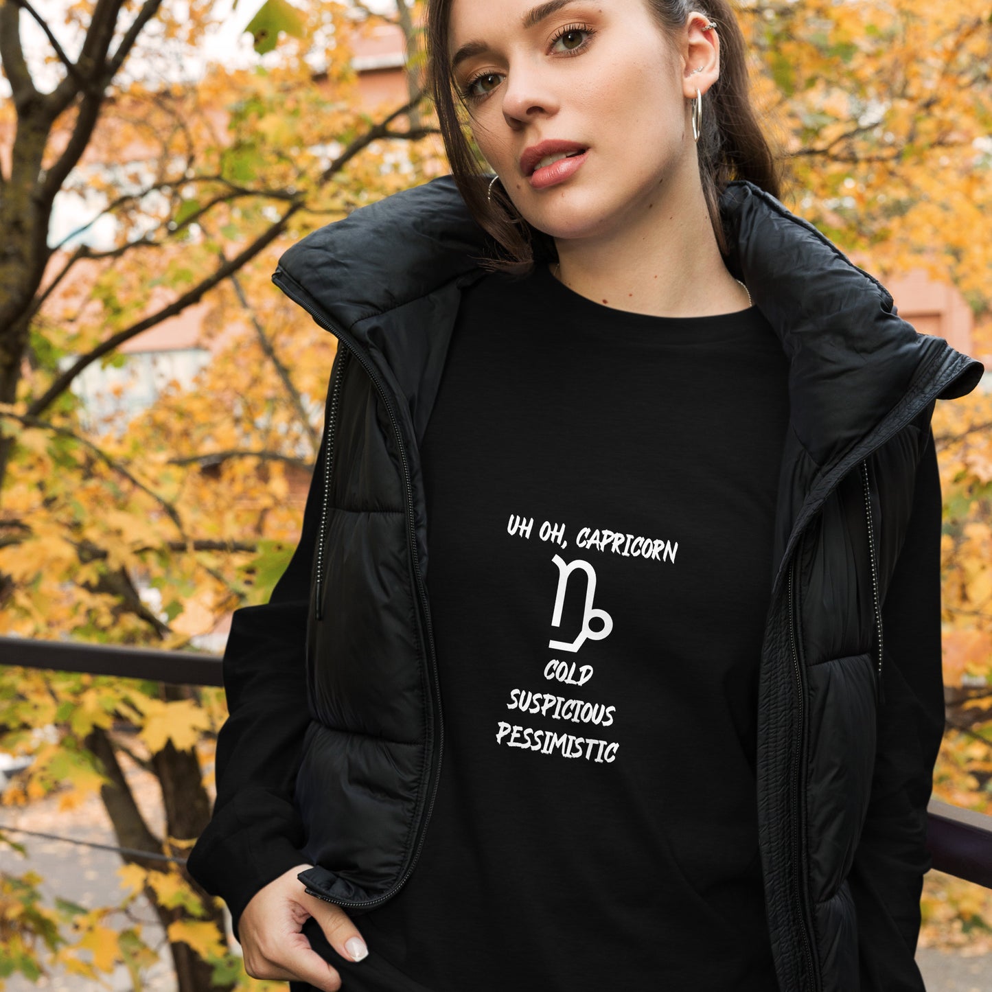 “Uh Oh, Capricorn” Unisex Long Sleeve Tee