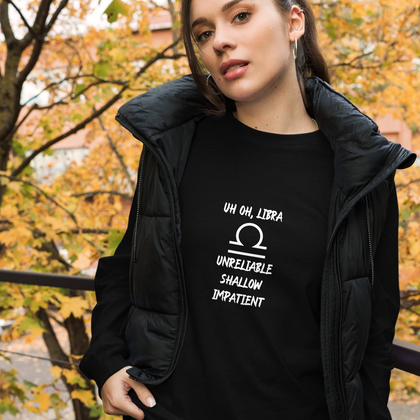 “Uh Oh, Libra” Unisex Long Sleeve Tee