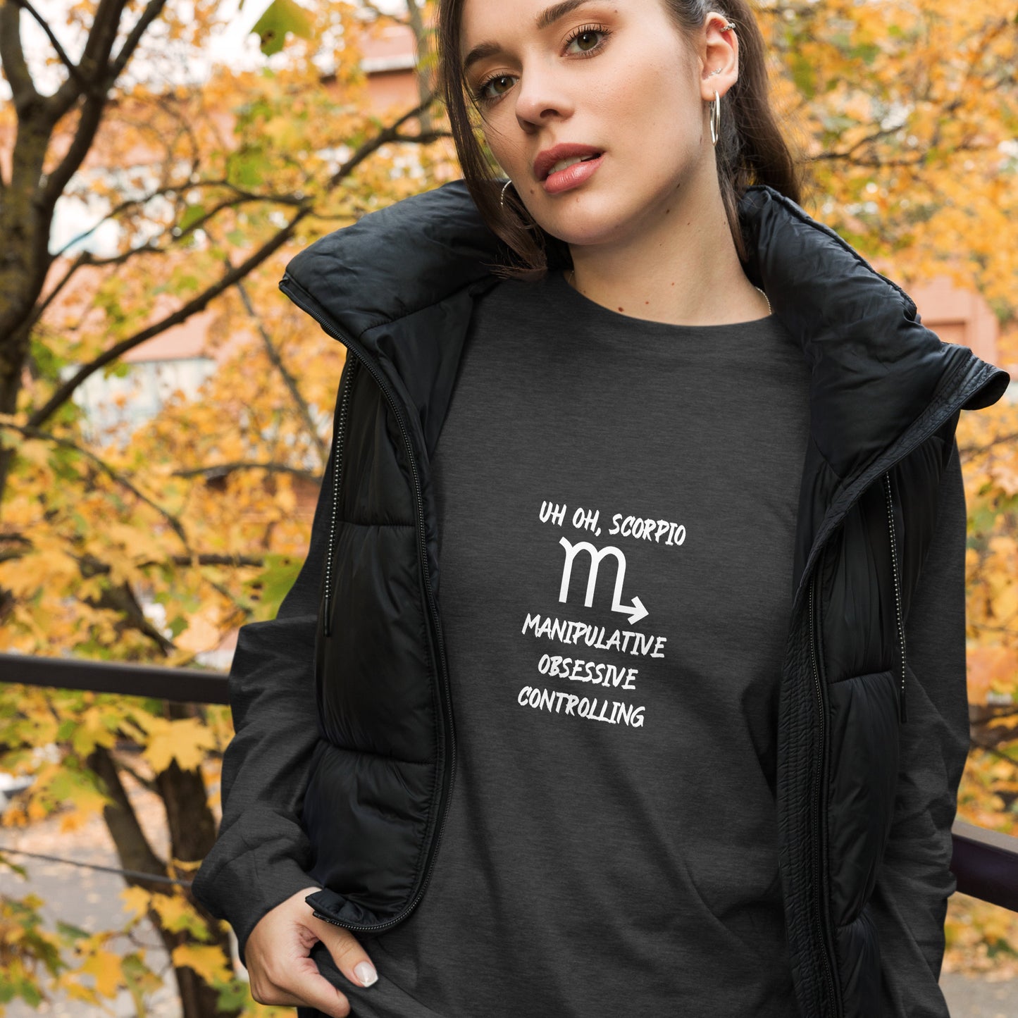 “Uh Oh, Scorpio” Unisex Long Sleeve Tee