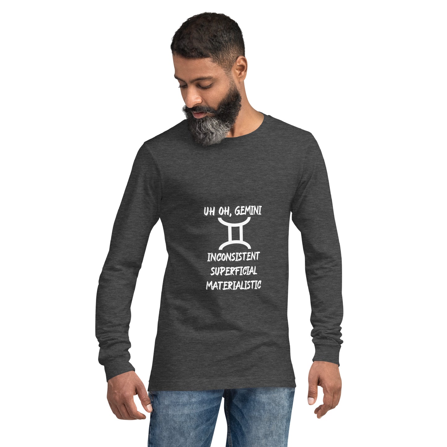 “Uh Oh, Gemini” Unisex Long Sleeve Tee