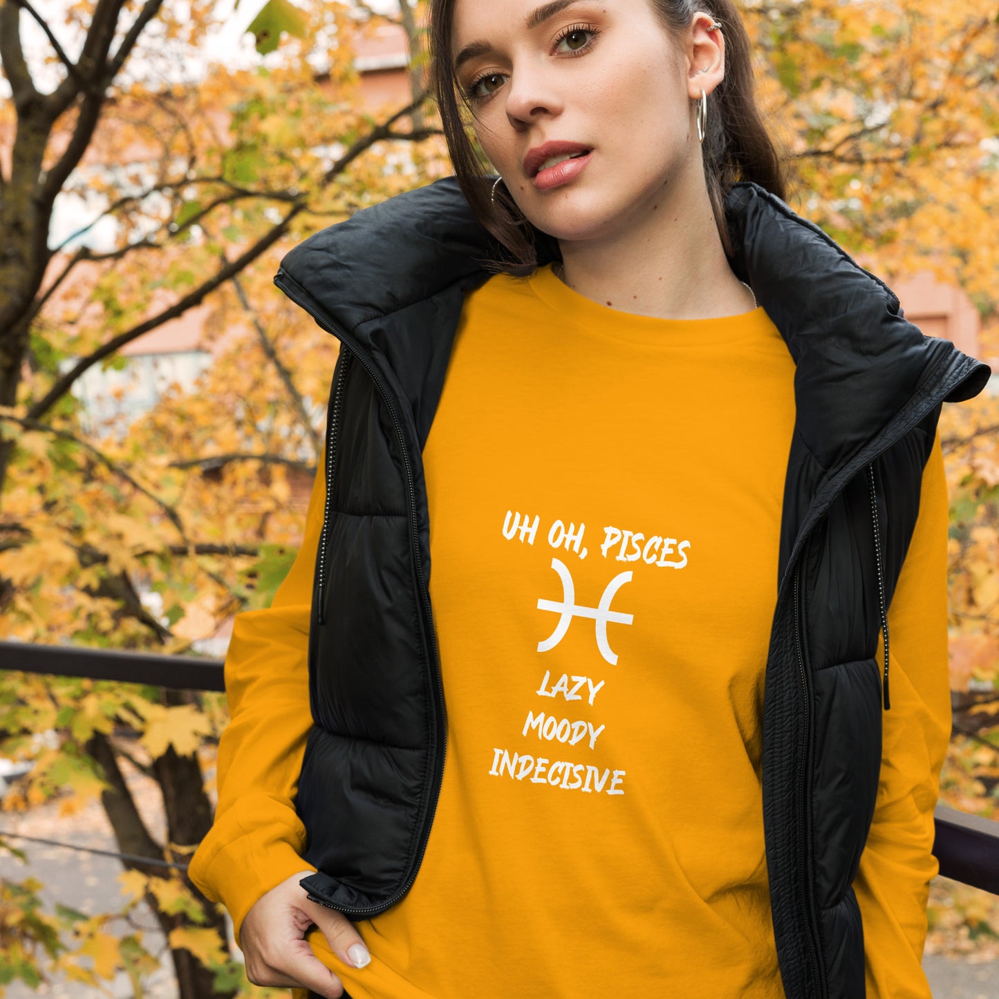 “Uh Oh, Pisces” Unisex Long Sleeve Tee