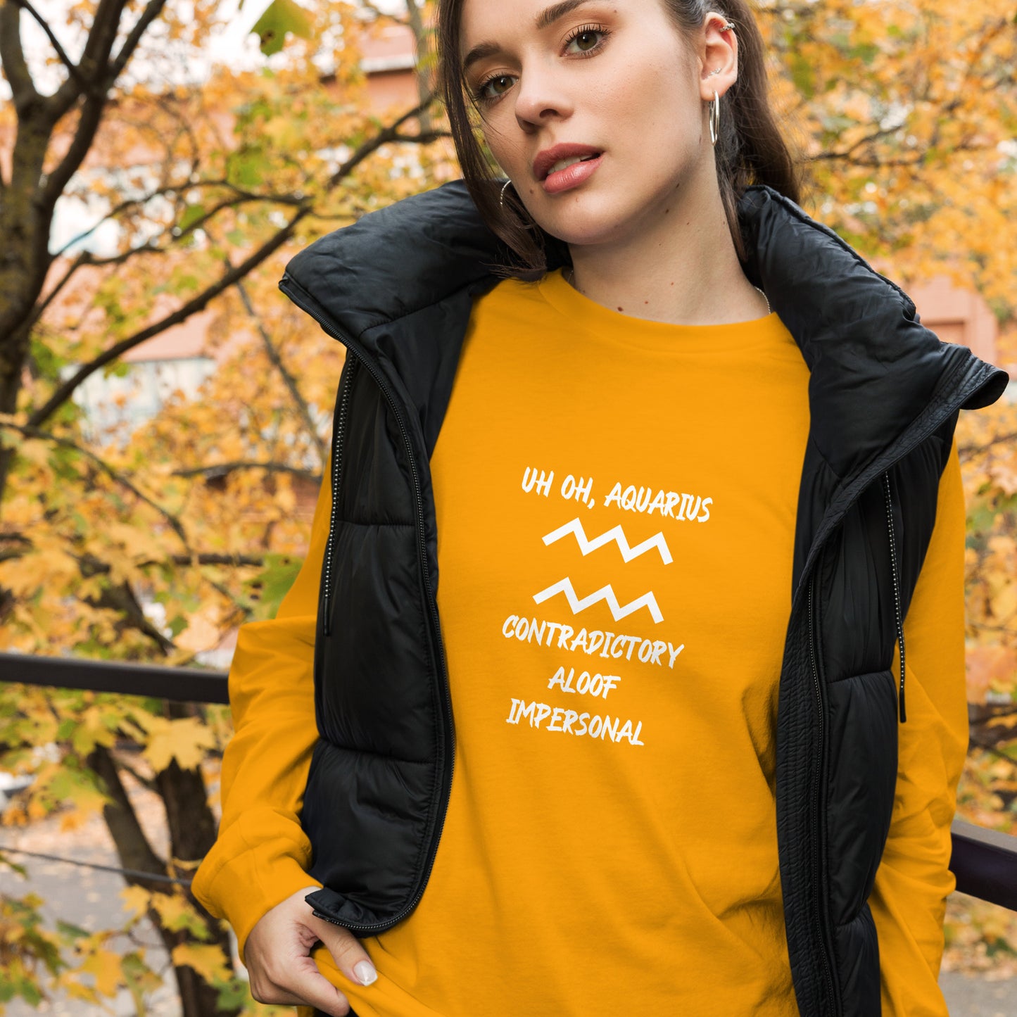 “Uh Oh, Aquarius” Unisex Long Sleeve Tee