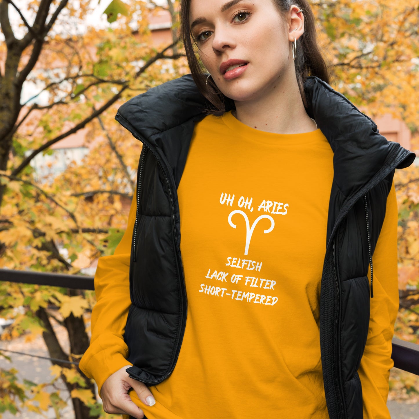 “Uh Oh, Aries” Unisex Long Sleeve Tee