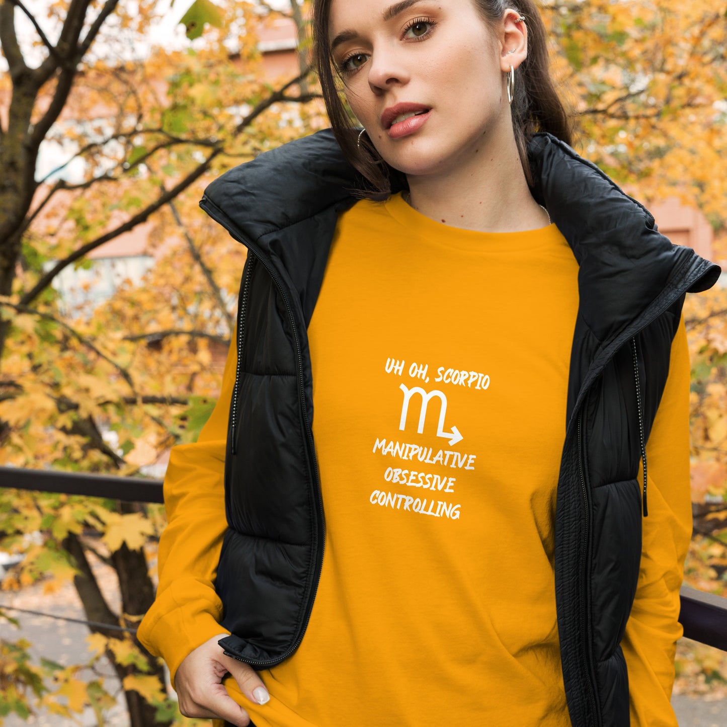 “Uh Oh, Scorpio” Unisex Long Sleeve Tee