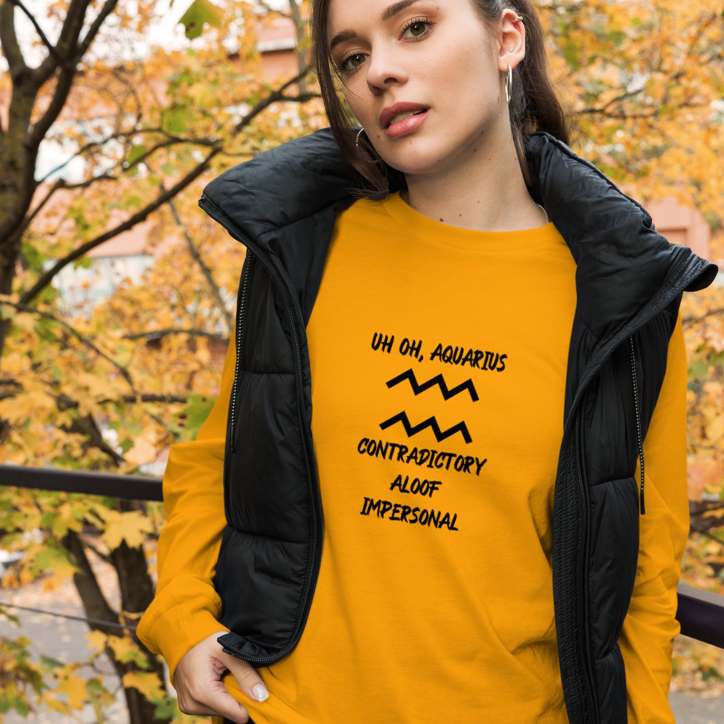 “Uh Oh, Aquarius” Unisex Long Sleeve Tee
