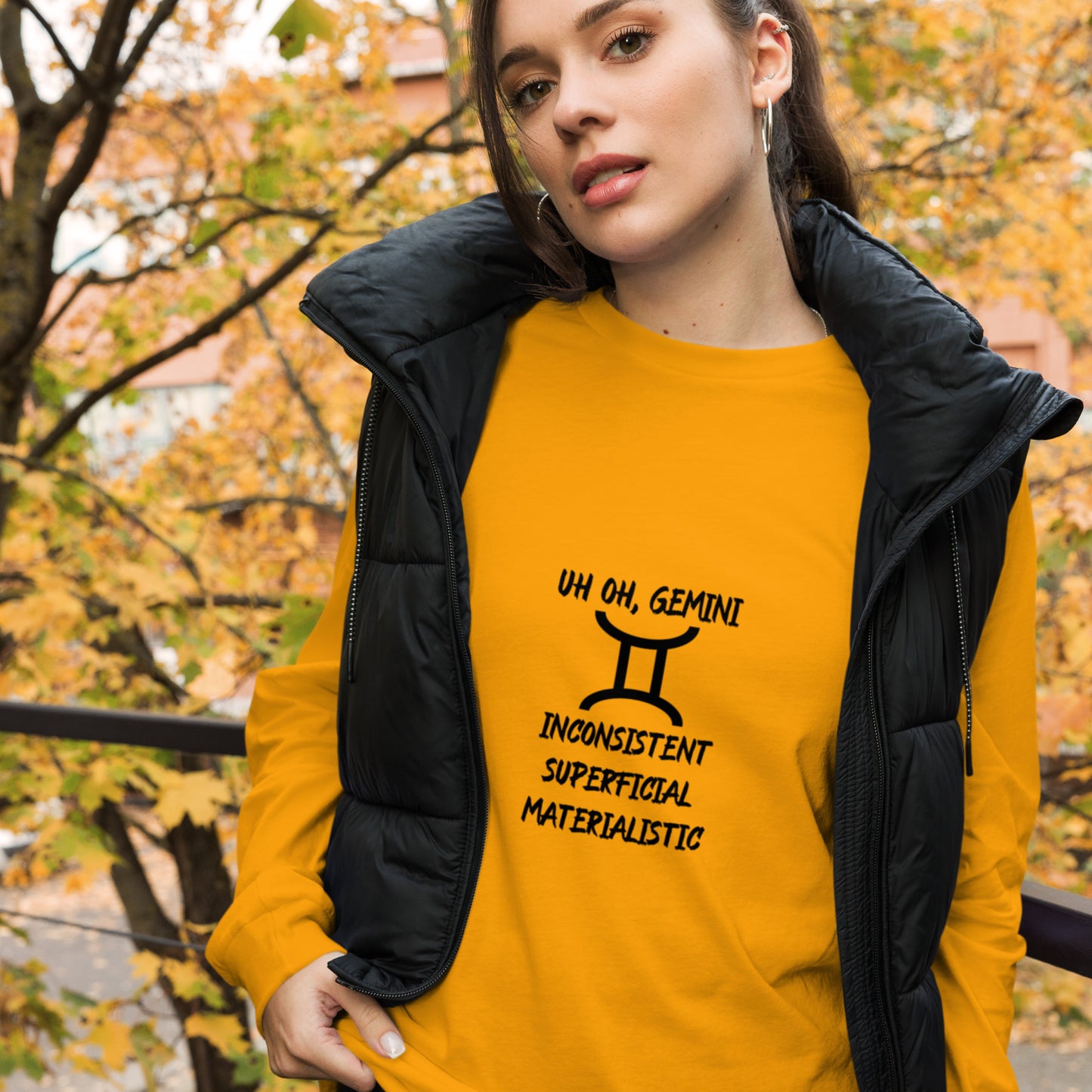 “Uh Oh, Gemini” Unisex Long Sleeve Tee